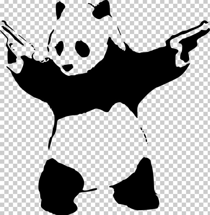 Giant Panda Firearm Stencil Street Art Graffiti PNG, Clipart, Banksy, Black, Calaveras De Rap, Carnivoran, Dog Like Mammal Free PNG Download