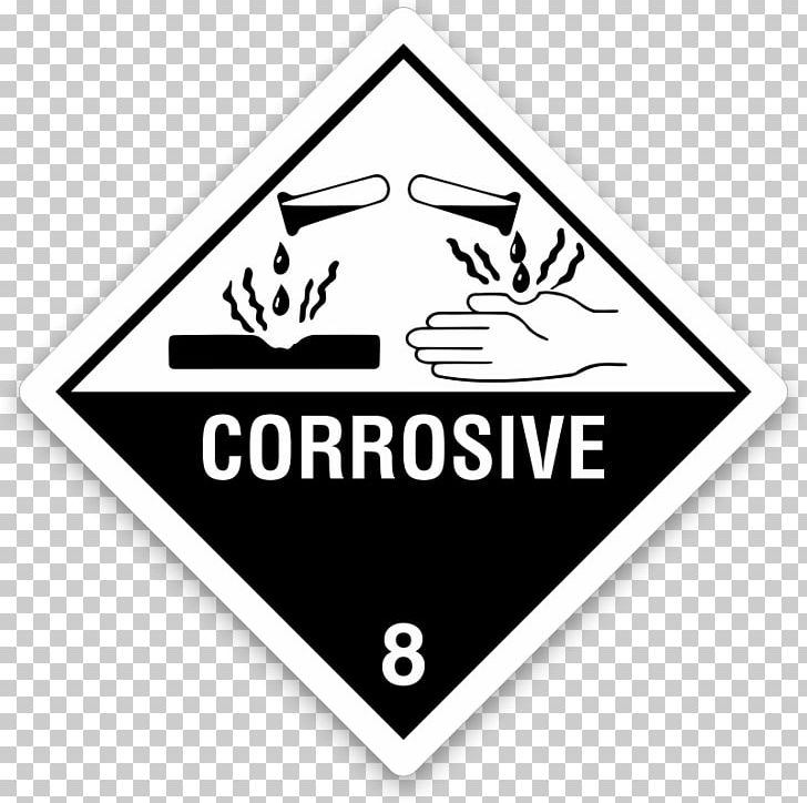 HAZMAT Class 8 Corrosive Substances Dangerous Goods Warning Label PNG, Clipart, Area, Black And White, Brand, Chemical Substance, Corrosive Free PNG Download