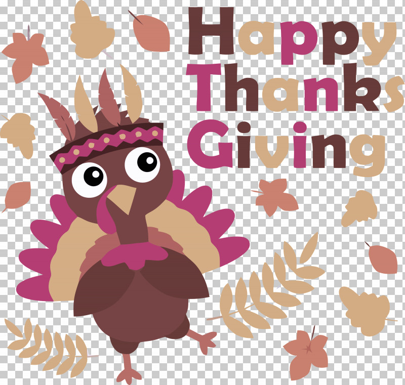 Happy Thanksgving PNG, Clipart, Bird, Cartoon, Happy Thanksgving, Pink, Plant Free PNG Download