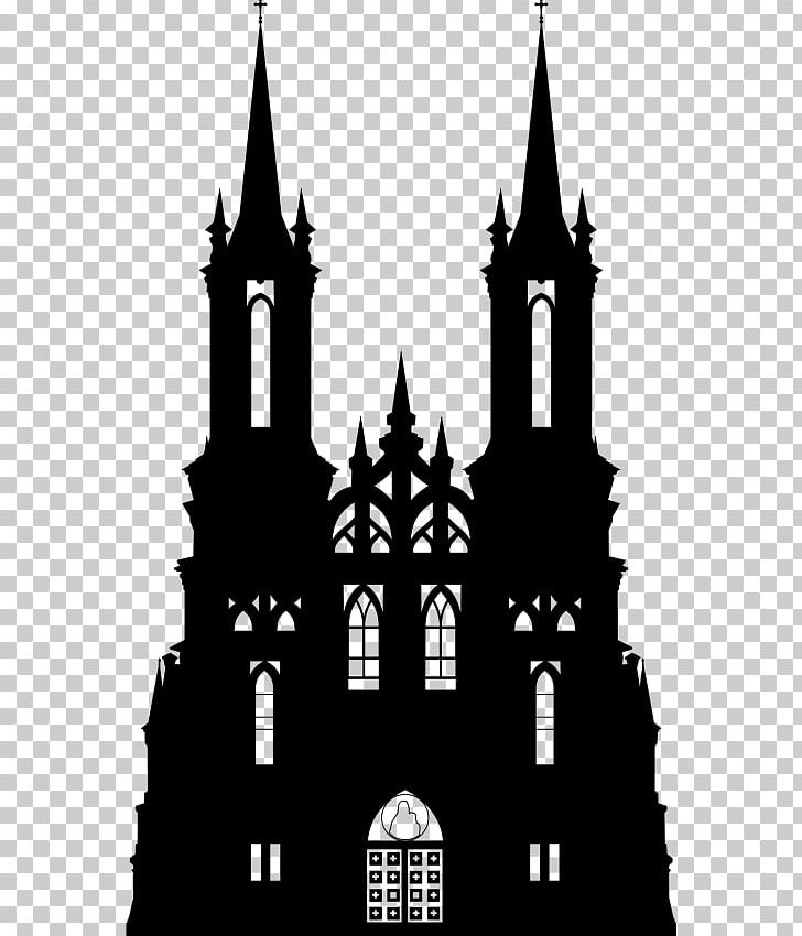 Gothic Architecture Silhouette Castle PNG, Clipart, Animals, Arch, Architecture, Black And White, Building Free PNG Download