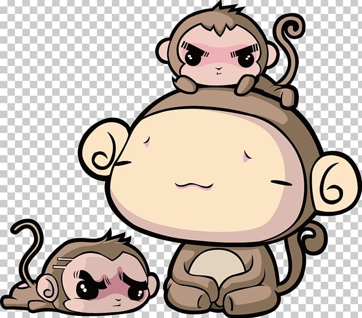 U7334u5e74u5409u7965 Monkey Cartoon PNG, Clipart, Animals, Area, Cheek, Chinese New Year, Cute Animal Free PNG Download