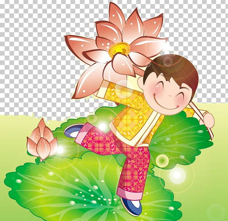 Cartoon Nelumbo Nucifera PNG, Clipart, Art, Balloon Cartoon, Boy, Boy Cartoon, Cart Free PNG Download