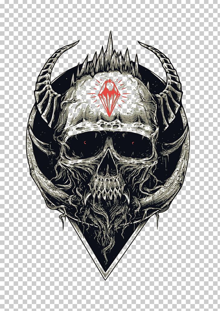 T-shirt Skull Skeleton PNG, Clipart, Badge, Bone, Clothing, Emblem, Horn Free PNG Download