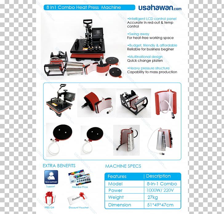 Malaysia Machine Heat Press Printing Press Mudah.my PNG, Clipart, 8 In 1, Brand, Combo, Crusher, Hardware Free PNG Download
