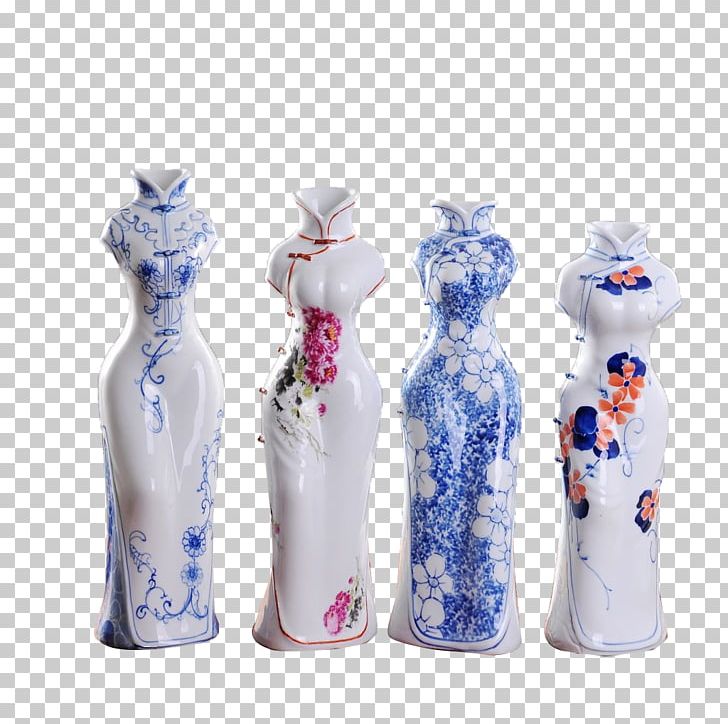 Blue And White Pottery Porcelain Ceramic Vase PNG, Clipart, Blue, Bottle, Cheongsam, Container, Cup Free PNG Download