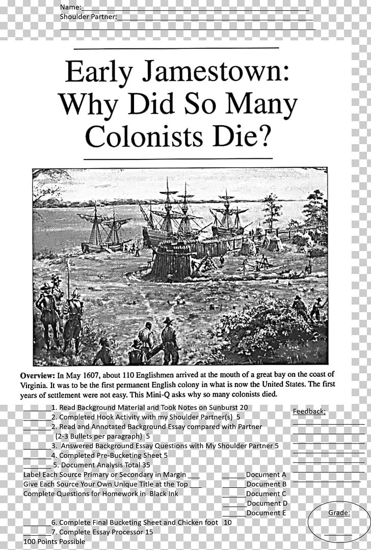 Jamestown Document-based Question Essay Teacher School PNG, Clipart, Black And White, Essay, Fourth Grade, History, History Of Jamestown Virginia Free PNG Download