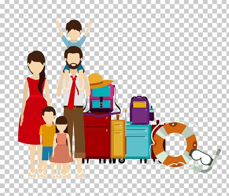 Family Travel Illustration PNG, Clipart, Art, Baggage, Cartoon, Cartoon Family, Drawing Free PNG Download