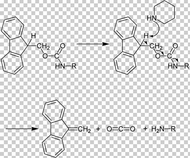 Fluorenylmethyloxycarbonyl Chloride Protecting Group Peptide Synthesis Piperidine Amine PNG, Clipart, Amine, Angle, Area, Black And White, Chemistry Free PNG Download