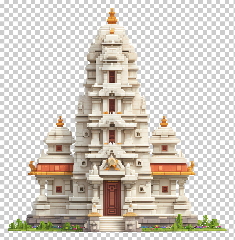 Minecraft Hindu Temple - Pixel Temple With Towers PNG