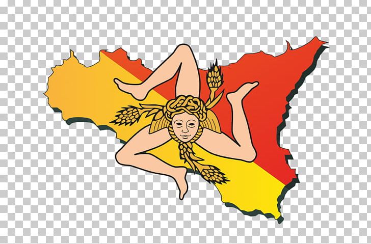 Flag Of Sicily Sicilian Trinacria PNG, Clipart, Art, Cartoon, Fictional Character, File Negara Flag Map, Flag Free PNG Download