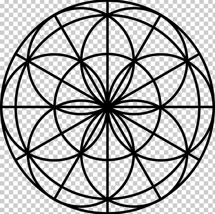 Sacred Geometry Mandala Overlapping Circles Grid Art PNG, Clipart, Area, Art, Bicycle Wheel, Black And White, Chakra Free PNG Download