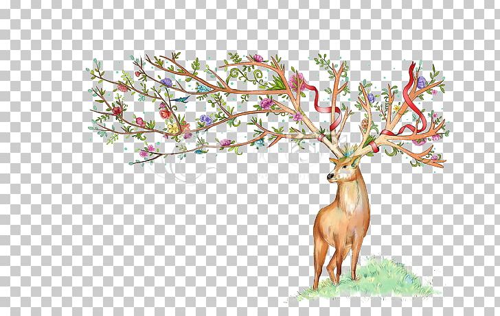 Deer Watercolor Painting PNG, Clipart, Animal, Animals, Antler, Art, Branch Free PNG Download