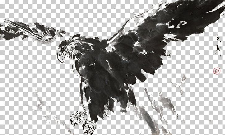 U6c34u58a8u753bu9e70 Ink Painting PNG, Clipart, Animals, Bird Of Prey, Black And White, Brand, Computer Wallpaper Free PNG Download