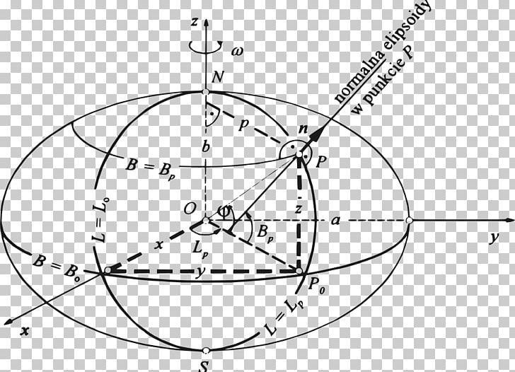 Earth Ellipsoid Coordinate System Ellipse Paraboloid PNG, Clipart, Angle, Area, Black And White, Cartesian Coordinate System, Circle Free PNG Download