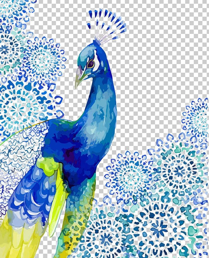 Watercolor Painting Peafowl Drawing Art PNG, Clipart, Animals, Art, Beak, Bird, Blue Free PNG Download