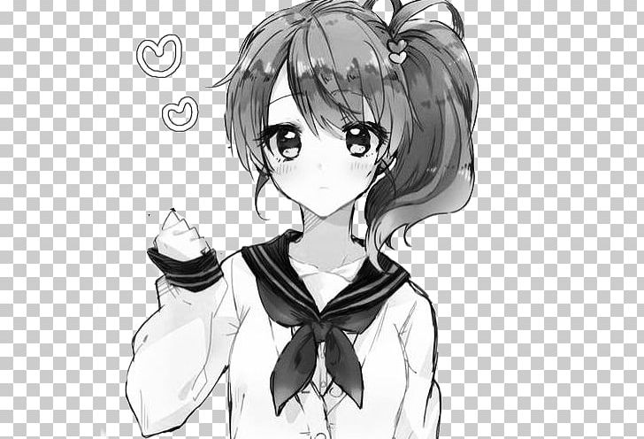Anime Manga Drawing Kavaii PNG, Clipart, Anime Girls, Artwork, Black, Black And White, Black Hair Free PNG Download