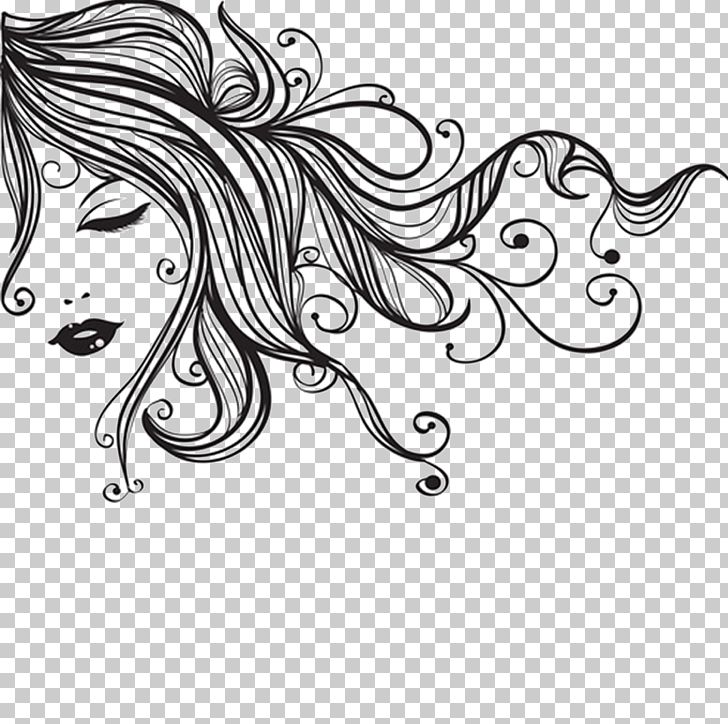Woman Hair Drawing Illustration PNG, Clipart, Abstract Lines, Art, Beauty Parlour, Black, Black And White Free PNG Download