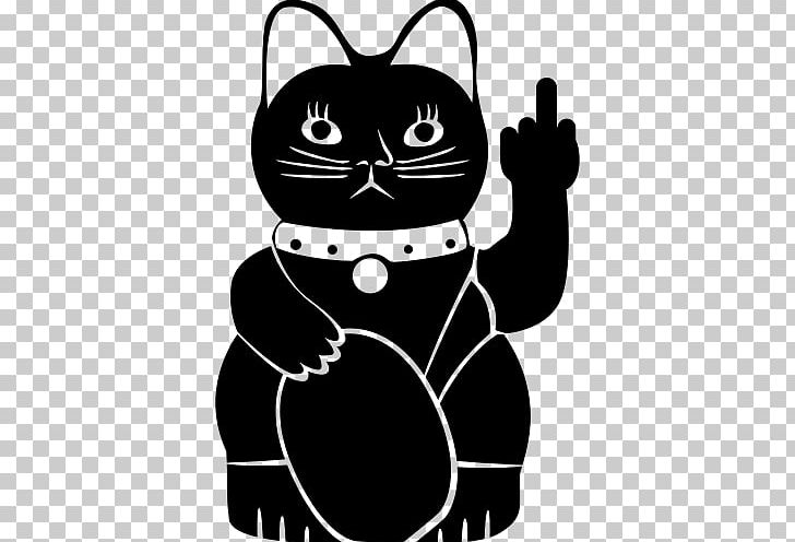 Whiskers Cat Middle Finger Maneki-neko United States PNG, Clipart, Black, Black And White, Carnivoran, Cat, Cat Like Mammal Free PNG Download