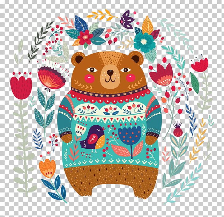 Bear Flower Pattern PNG, Clipart, Abstrac, Animals, Background, Brown, Brown Bear Free PNG Download