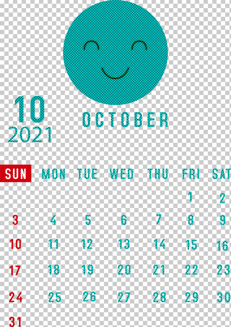 October 2021 Printable Calendar October 2021 Calendar PNG, Clipart, Aqua M, Emoticon, Geometry, Happiness, Line Free PNG Download