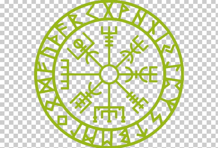 Runes Vegvísir Old Norse Viking Norse Mythology PNG, Clipart, Area, Circle, Compass, Green, Line Free PNG Download