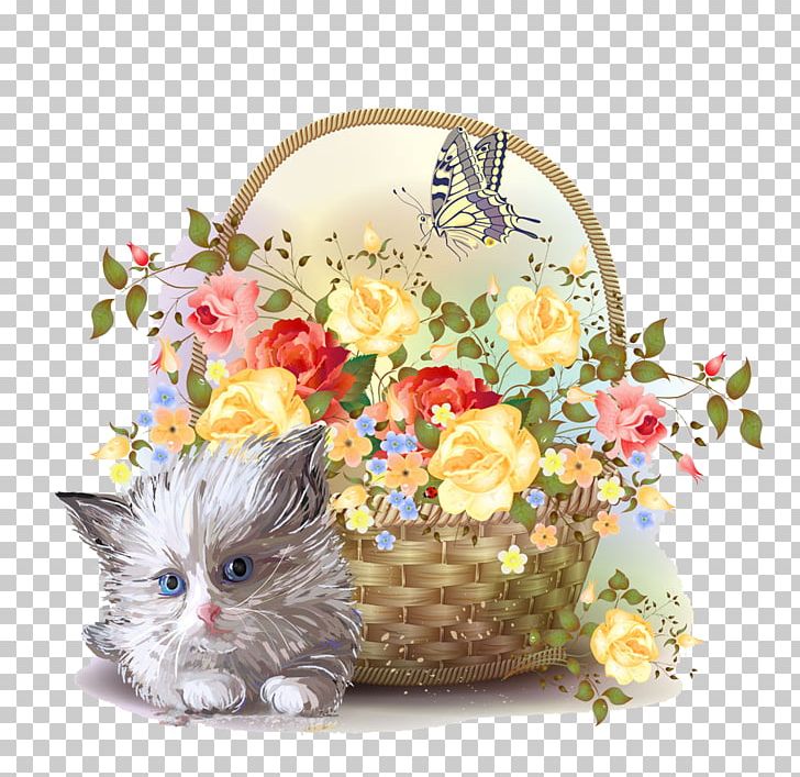 Kitten Flower Basket PNG, Clipart, Basket, Basket Of Apples, Baskets, Cat, Cat Like Mammal Free PNG Download
