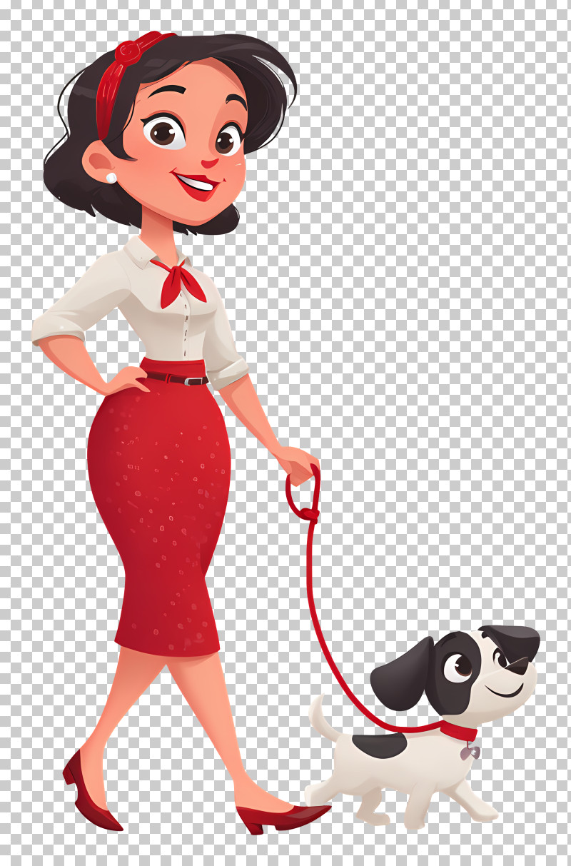 Stylish Woman Walking Dog PNG