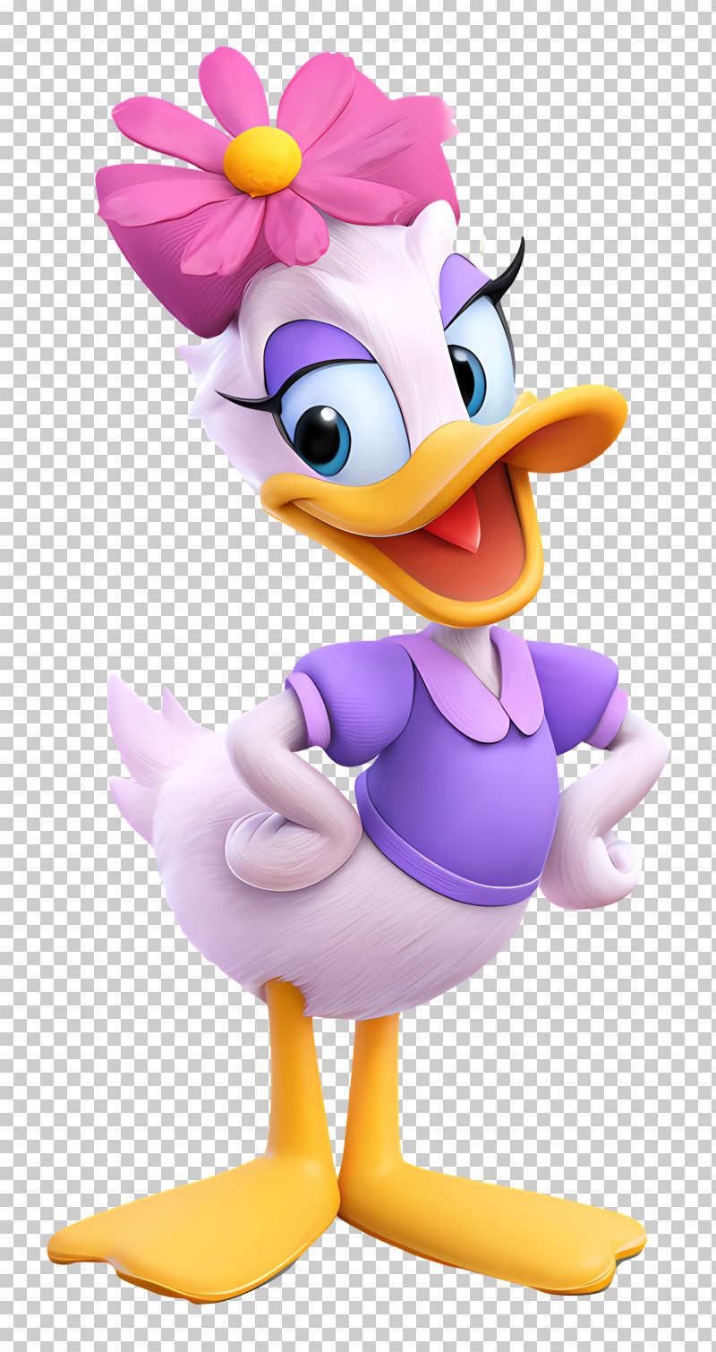 Daisy Duck - Duck In Purple Outfit With Flower PNG