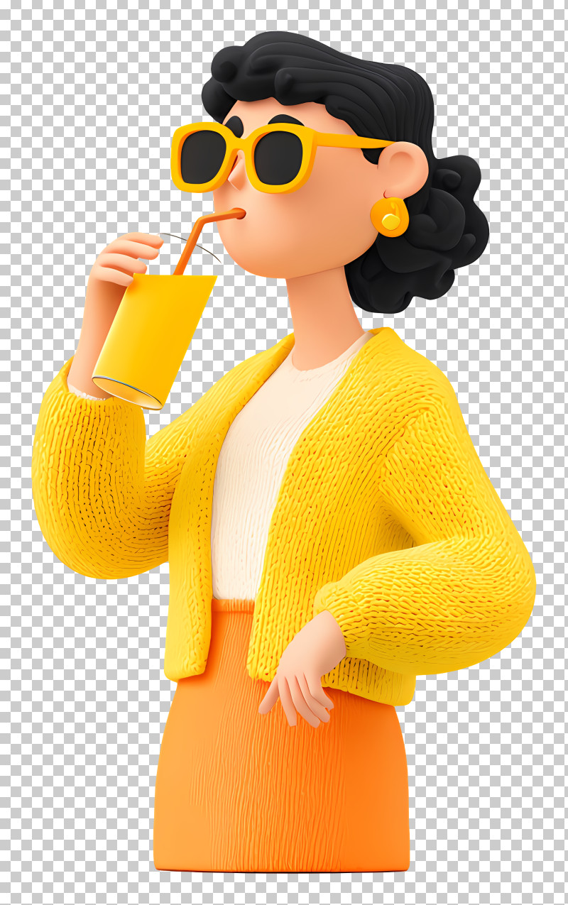 Woman Drinking Fresh Juice - Stylish Woman With Drink PNG