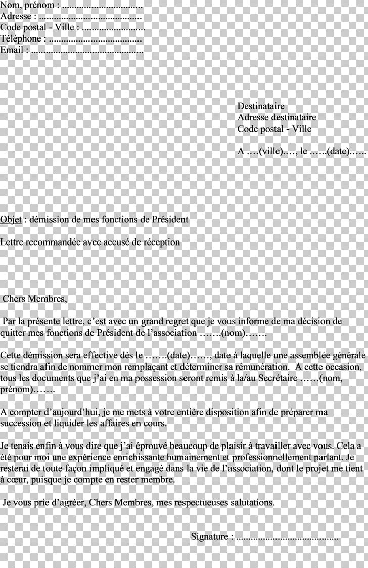 Document Démission En Droit Français Letter Association Loi De 1901 Voluntary Association PNG, Clipart, Area, Association Loi De 1901, Black And White, Court Order, Diagram Free PNG Download