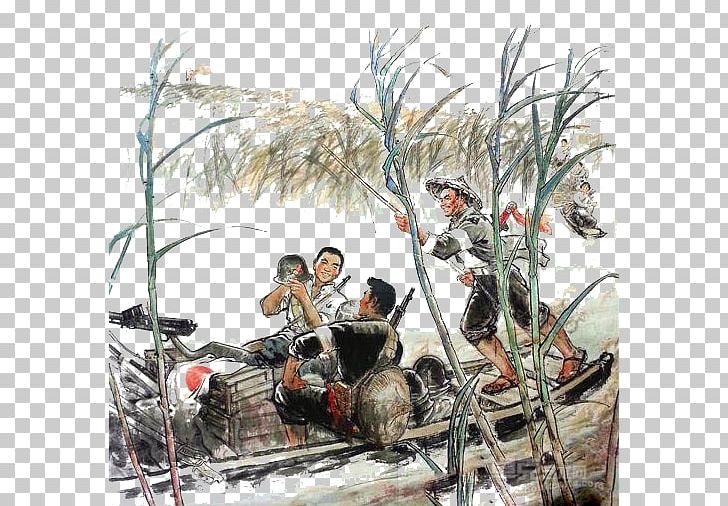 Reed Marshes Second Sino-Japanese War Chinese Painting Chinese Red Army PNG, Clipart, Army, Army Soldiers, Boating, China, Chinese Free PNG Download