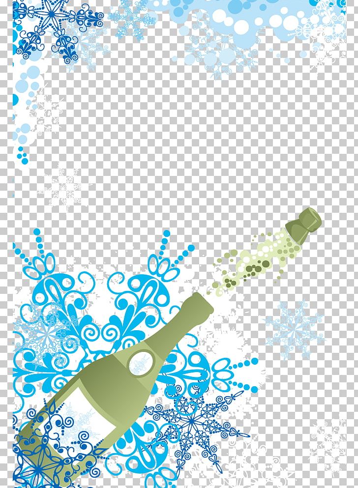 Champagne Glass Wine Bottle PNG, Clipart, Blue, Blue Flower, Border, Champagne, Christmas Decoration Free PNG Download