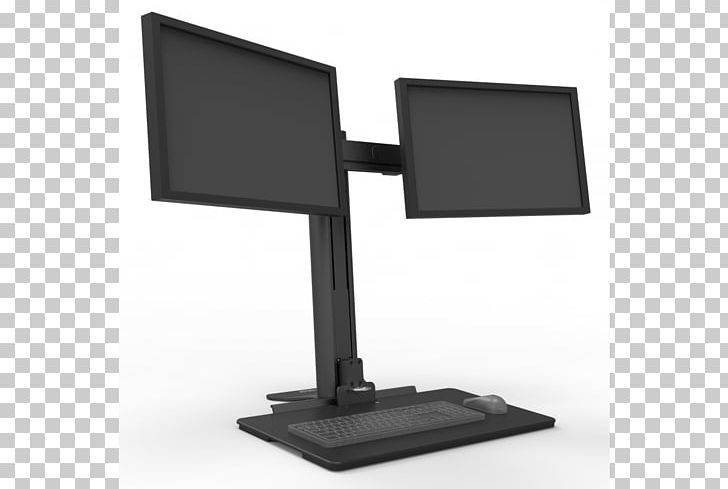 Computer Monitors Sit-stand Desk Workstation Sitting PNG, Clipart, Angle, Computer Keyboard, Computer Monitor, Computer Monitor Accessory, Computer Monitors Free PNG Download