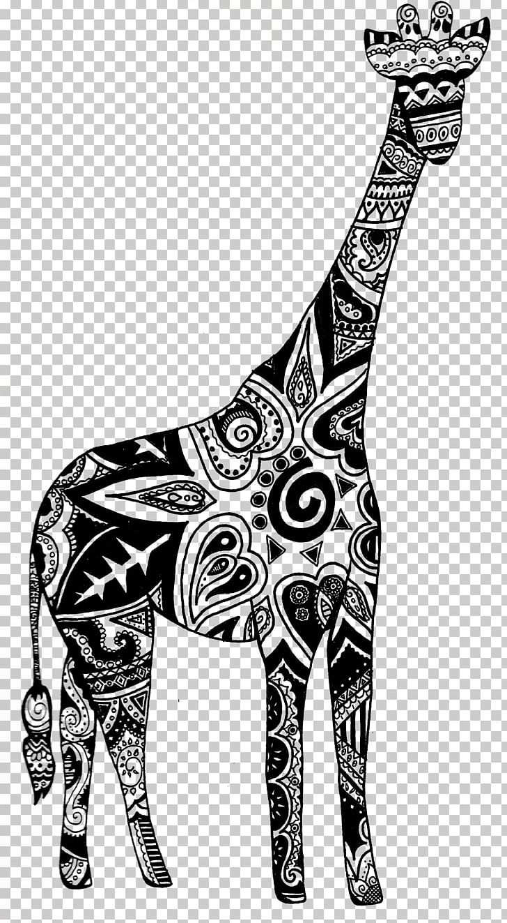 Giraffe Henna Drawing Poster PNG, Clipart, Art, Black And White, Child, Clip Art, Coloring Book Free PNG Download