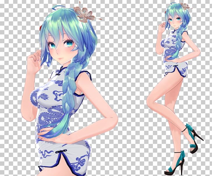 Hatsune Miku Cheongsam Anime MikuMikuDance Kimono PNG, Clipart, Anime, Blue, Brown Hair, Cartoon, Character Free PNG Download