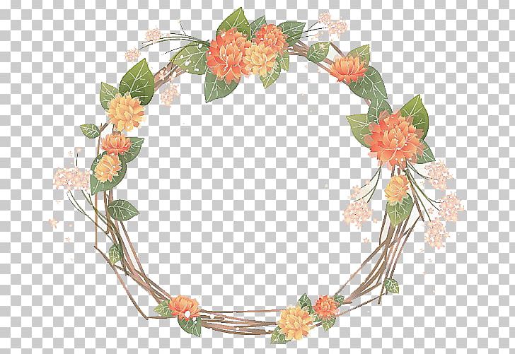 Flower Frame Orange Wreath PNG, Clipart, Border, Border Frame, Border Vector, Certificate Border, Christmas Border Free PNG Download