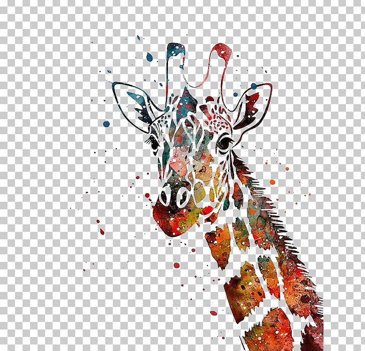 Giraffe Watercolor Painting Canvas Print Art PNG, Clipart, Abstract Art, Animals, Antler, Canvas, Creative Free PNG Download
