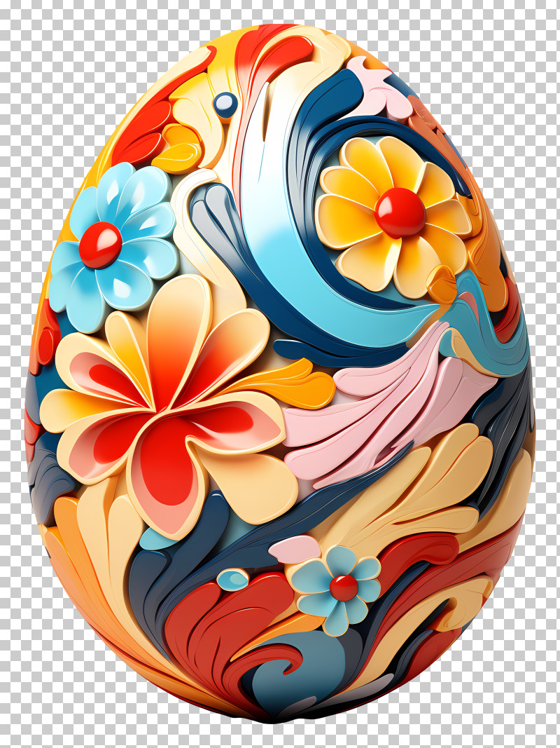 Easter Egg - Decorative Floral Patterned Easter Egg PNG