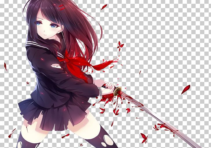 Anime Female Katana PNG, Clipart, Anime, Anime Render, Ayano, Black Hair, Blood Free PNG Download