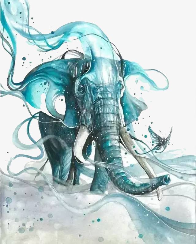 Watercolor Elephant PNG, Clipart, Animal, Blue, Cartoon, Decorate, Elephant Free PNG Download