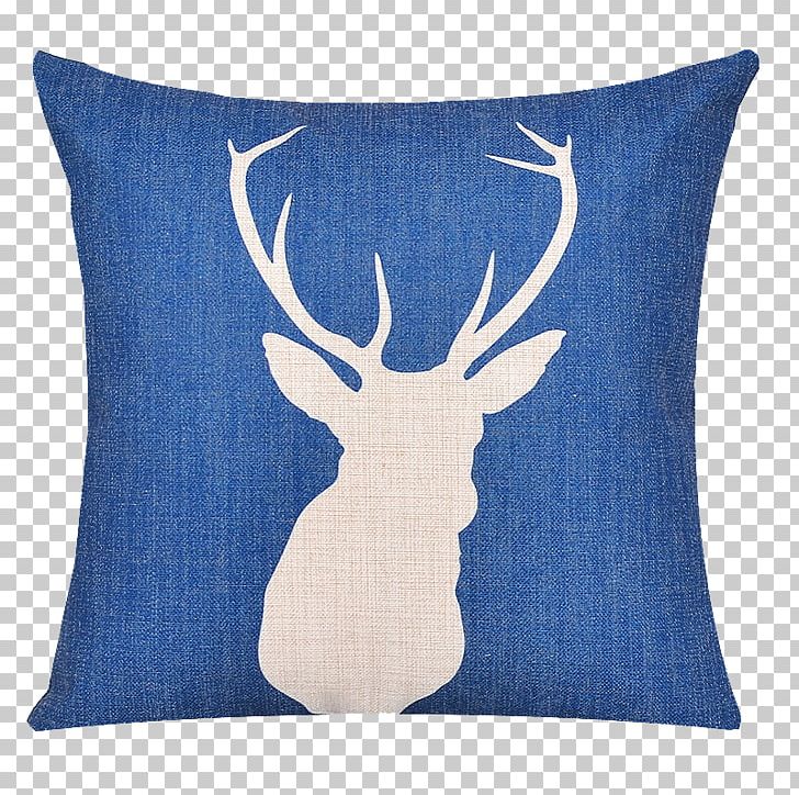 Deer Throw Pillow Cushion Couch PNG, Clipart, Animals, Antler, Blue, Chair, Check Free PNG Download
