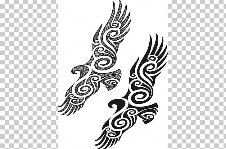 Māori People Tattoo Silhouette Mural PNG, Clipart, Art, Bird, Bird Of Prey, Black And White, Drawing Free PNG Download
