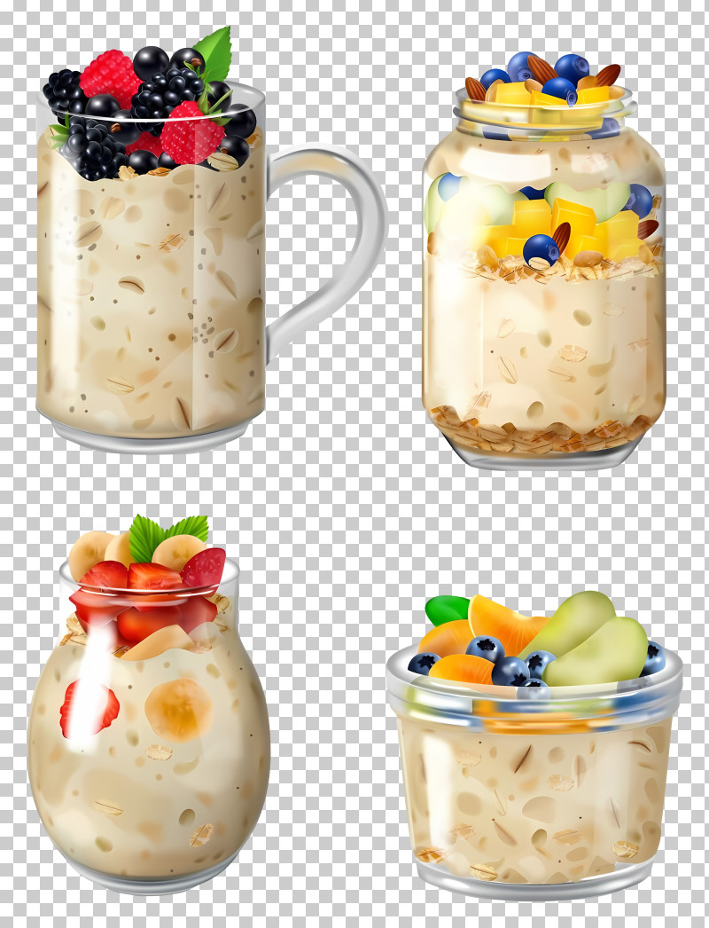 Pudding Recipes - Jars And Glasses Of Oats With Fresh Fruits PNG