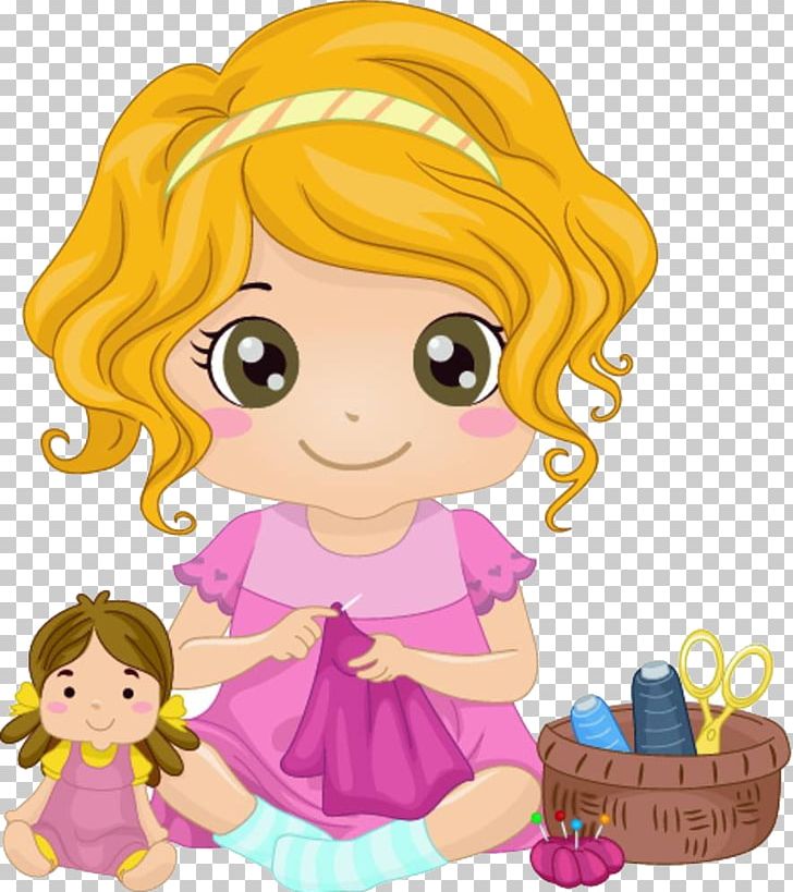 Girl Cartoon Sewing Illustration PNG, Clipart, Anime, Art, Baby Clothes, Cheek, Child Free PNG Download