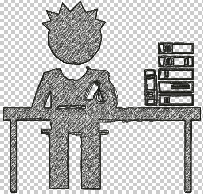 Academic 2 Icon Student Boy Sitting Behind A Table With Books Stack At His Side Icon Education Icon PNG, Clipart, Academic 2 Icon, Animation, Black And White, Cartoon, Chair Free PNG Download