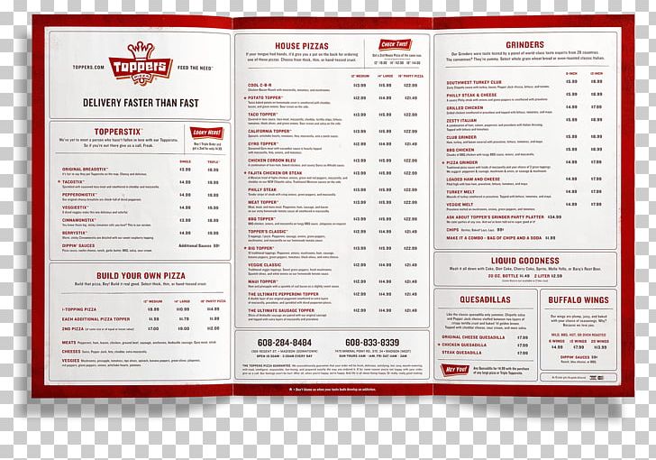 Toppers Pizza Menu Shine United Urbanspoon PNG, Clipart, Advertise, Brand, Brochure, College, Food Drinks Free PNG Download