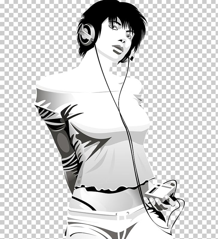 Black And White PNG, Clipart, Arm, Black, Black Hair, Cartoon, Fashion Illustration Free PNG Download