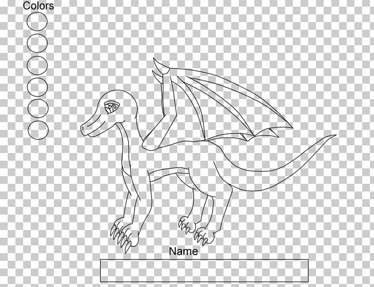 Velociraptor Line Art Drawing White Cartoon PNG, Clipart, Artwork, Black And White, Black Wings, Cartoon, Character Free PNG Download