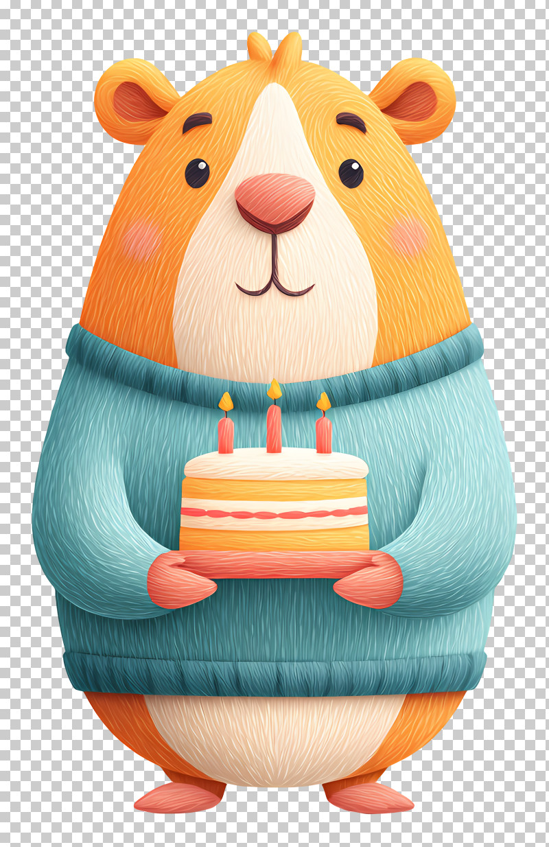 Guinea Pig Holding Birthday Cake - Cute Bear Holding Birthday Cake PNG