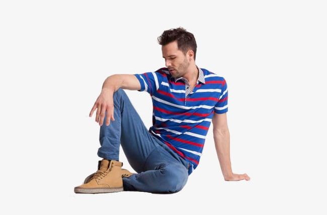 Foreign Male Model Sitting On The Floor PNG, Clipart, Clothes, Down, Exaggerated, Fig, Fig. Free PNG Download
